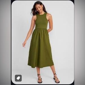 Old Navy Fit and Flare mixed-media flair dress